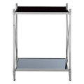 Black Glass and Nickel Finish 2 Tier Square Side Table