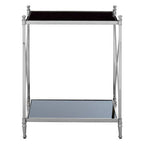Black Glass and Nickel Finish 2 Tier Square Side Table