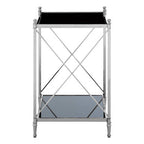 Black Glass and Nickel Finish 2 Tier Square Side Table