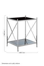 Black Glass and Nickel Finish 2 Tier Square Side Table