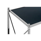 Black Glass and Nickel Finish 2 Tier Square Side Table