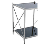 Black Glass and Nickel Finish 2 Tier Square Side Table