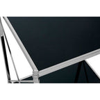 Black Glass and Nickel Finish 2 Tier Square Side Table