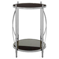 Black Glass and Nickel Finish 2 Tier Round Side Table