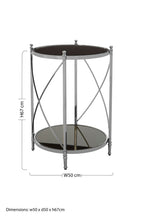 Black Glass and Nickel Finish 2 Tier Round Side Table