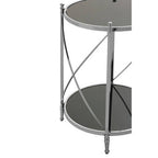 Black Glass and Nickel Finish 2 Tier Round Side Table