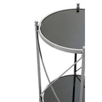 Black Glass and Nickel Finish 2 Tier Round Side Table