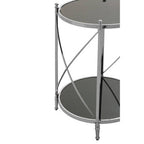Black Glass and Nickel Finish 2 Tier Round Side Table