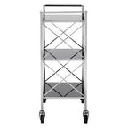 Black Mirrored Glass 3 Tier Trolley