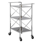 Black Mirrored Glass 3 Tier Trolley