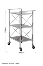 Black Mirrored Glass 3 Tier Trolley