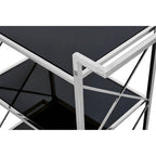 Black Mirrored Glass 3 Tier Trolley