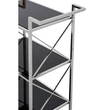 Black Mirrored Glass 3 Tier Trolley