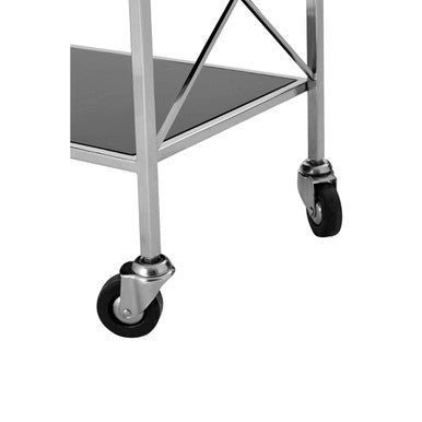 Black Mirrored Glass 3 Tier Trolley