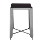 Black Granite Side Table with Silver Finish Base