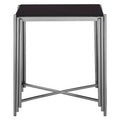 Black Granite Side Table with Silver Finish Base