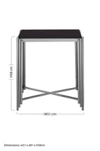 Black Granite Side Table with Silver Finish Base