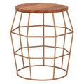 Recycled Wood and Antique Brass Finish Side Table