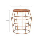 Recycled Wood and Antique Brass Finish Side Table