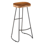 Acacia Wood Bar Stool with Black Finish Frame
