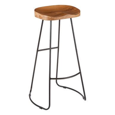 Acacia Wood Bar Stool with Black Finish Frame