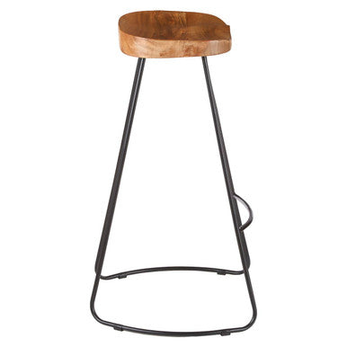 Acacia Wood Bar Stool with Black Finish Frame