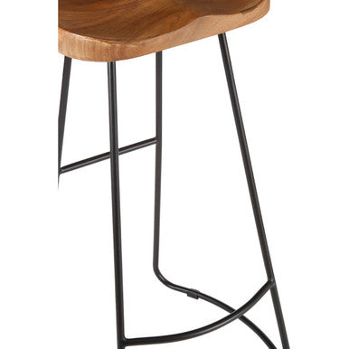 Acacia Wood Bar Stool with Black Finish Frame