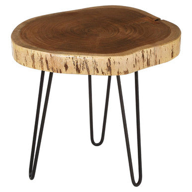 Acacia Wood Log Side Table with Live Edge
