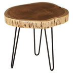 Acacia Wood Log Side Table with Live Edge