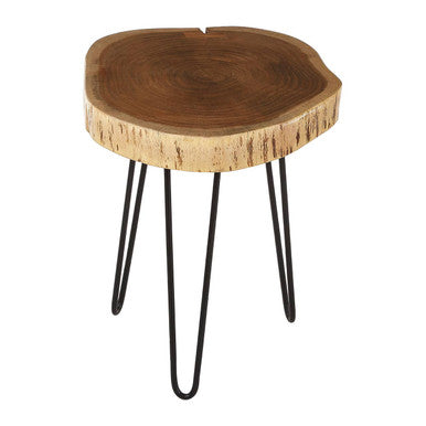 Acacia Wood Log Side Table with Live Edge