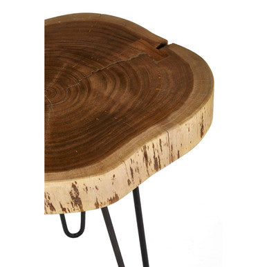 Acacia Wood Log Side Table with Live Edge