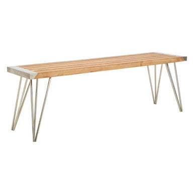 Natural Teak Wood Slatted Bench