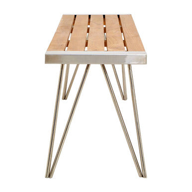 Natural Teak Wood Slatted Bench