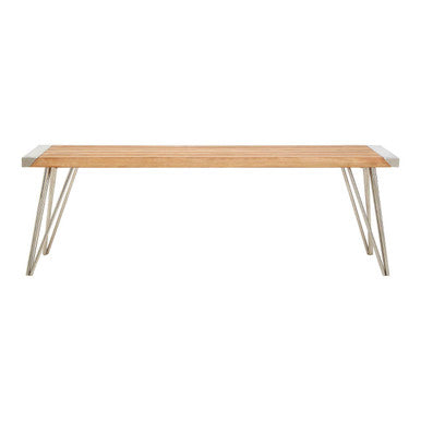 Natural Teak Wood Slatted Bench