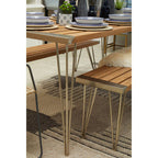 Natural Teak Wood Slatted Bench
