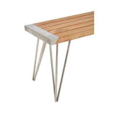 Natural Teak Wood Slatted Bench