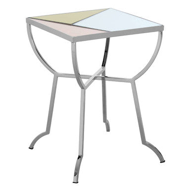 Multi Coloured Mirrored Square Side Table