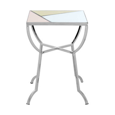 Multi Coloured Mirrored Square Side Table