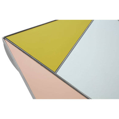 Multi Coloured Mirrored Square Side Table
