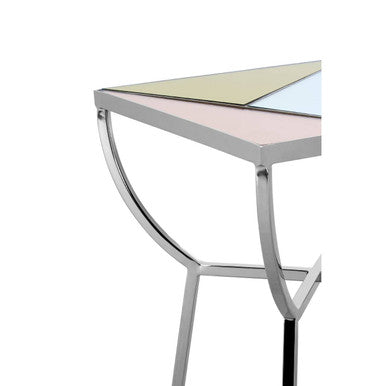 Multi Coloured Mirrored Square Side Table