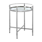 Silver Finish Round Side Table with Mirrored Top