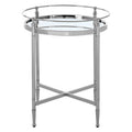 Silver Finish Round Side Table with Mirrored Top