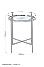 Silver Finish Round Side Table with Mirrored Top