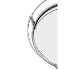 Silver Finish Round Side Table with Mirrored Top