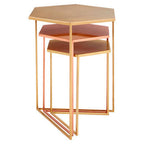 Gold and Bronze Finish Hexagon Set of 3 Nesting Tables