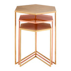 Gold and Bronze Finish Hexagon Set of 3 Nesting Tables