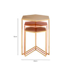 Gold and Bronze Finish Hexagon Set of 3 Nesting Tables