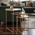 Gold and Bronze Finish Hexagon Set of 3 Nesting Tables