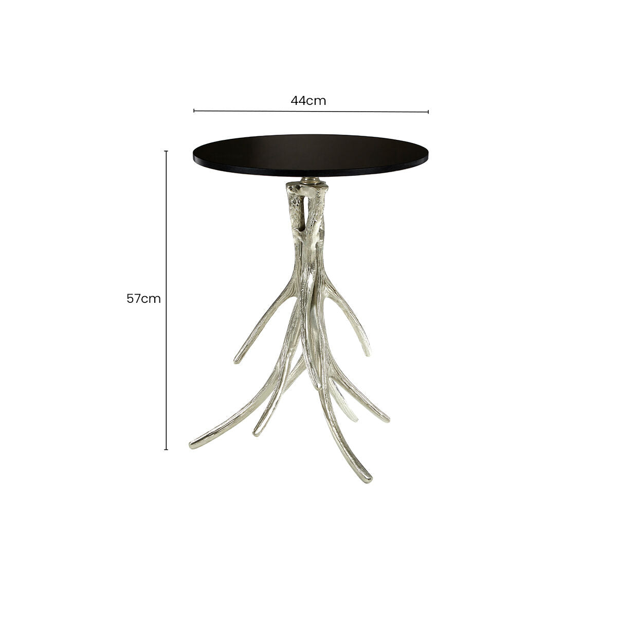 Black Marble and Nickel Finish Round Side Table