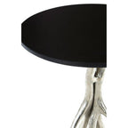 Black Marble and Nickel Finish Round Side Table